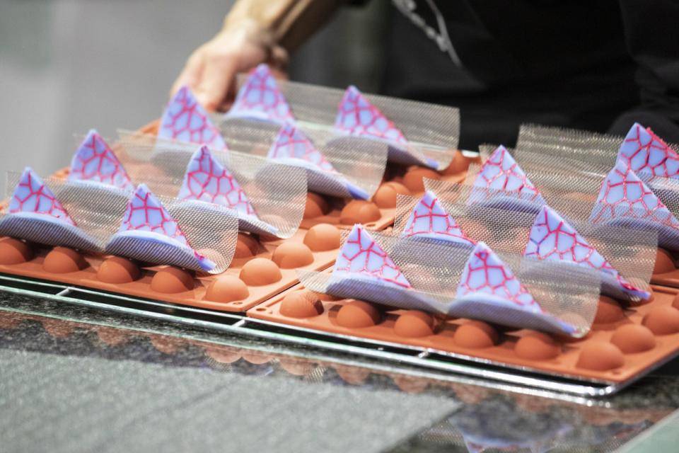 Chef Togo Matsuda's unique molds for tuiles at the World Chocolate Masters Final