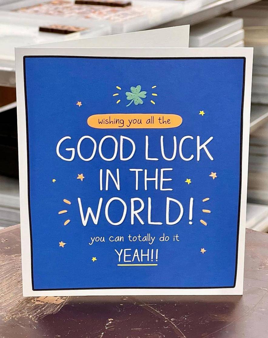 A good luck card from one of Lauden Chocolate's customers