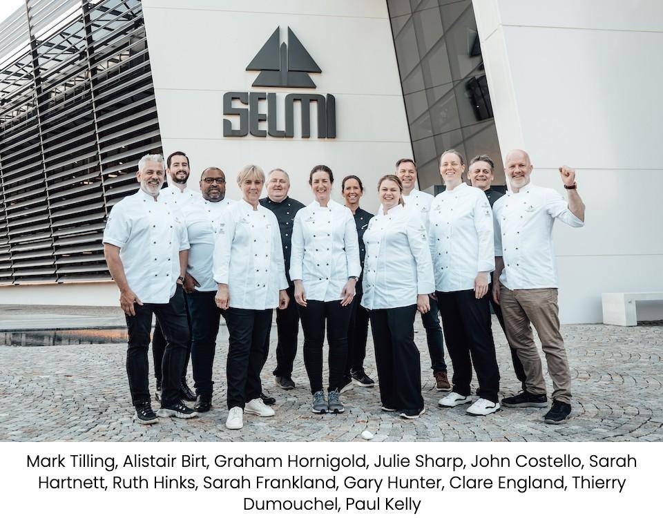 The chefs and ambassadors in front of the Selmi headquarters