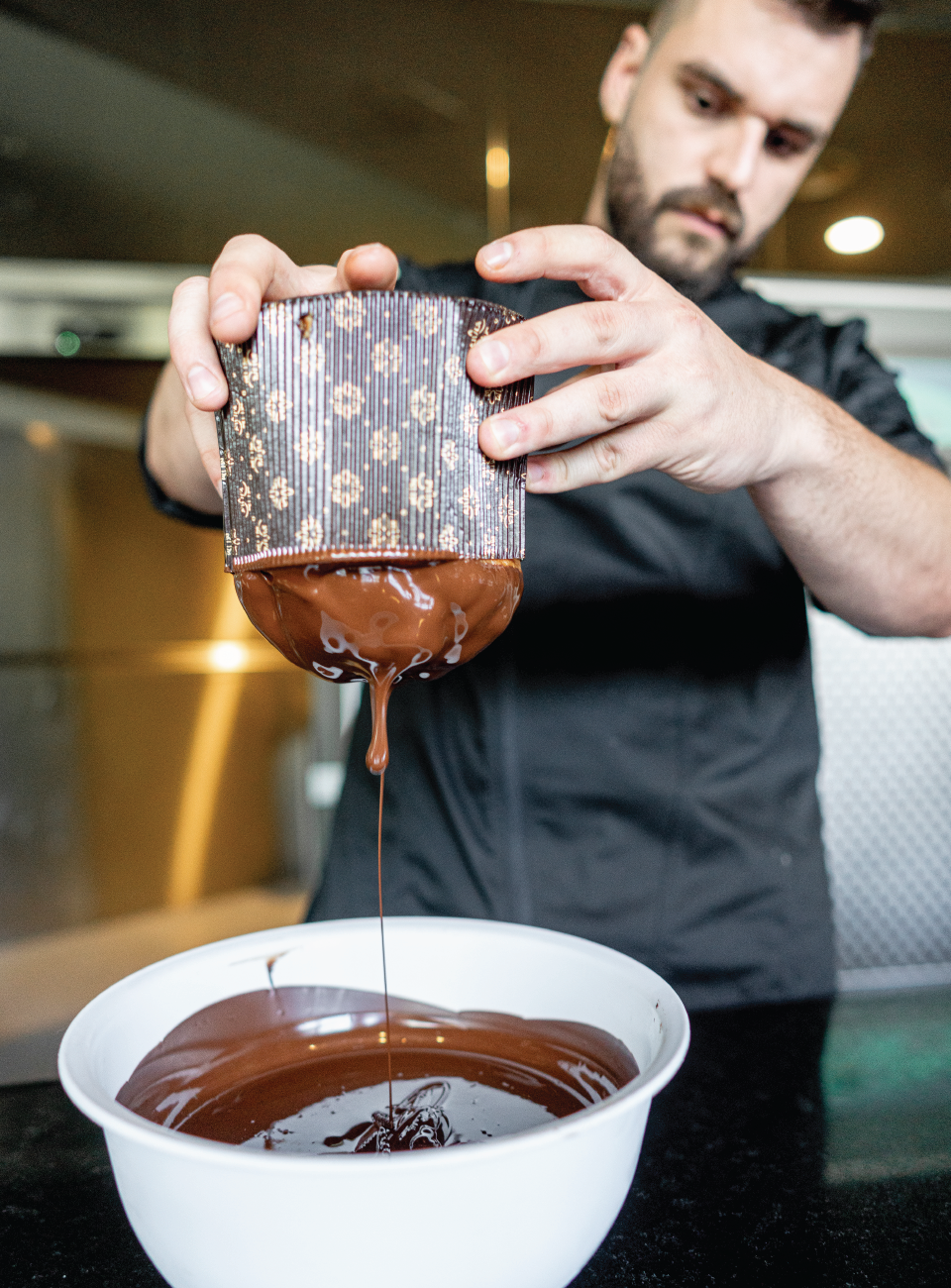 Panettone con chocolate derretido