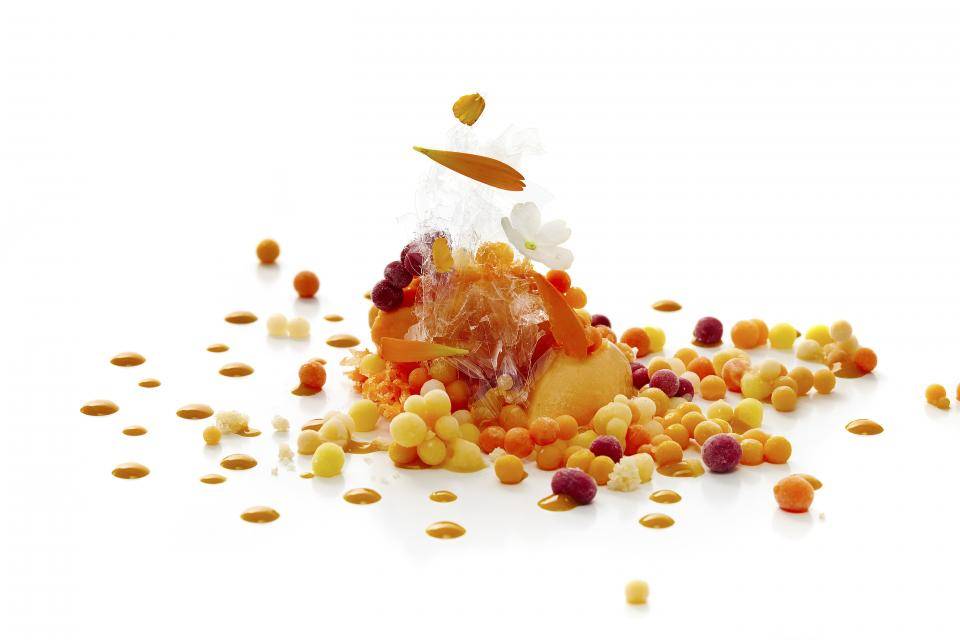 Orange colourology (Jordi's dessert from the colour series). Photo: El Celler de Can Roca