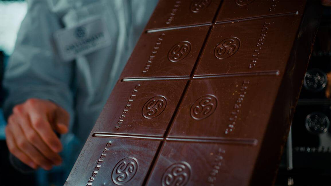 callebaut chocolate at its final shape in blocks 