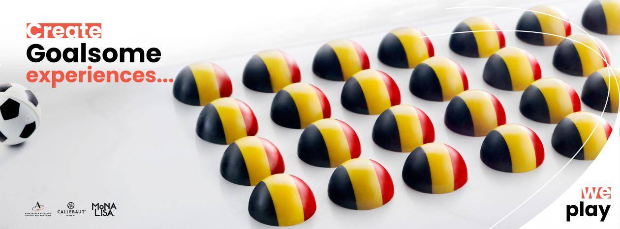 Praline in Belgium flag color for football WC	