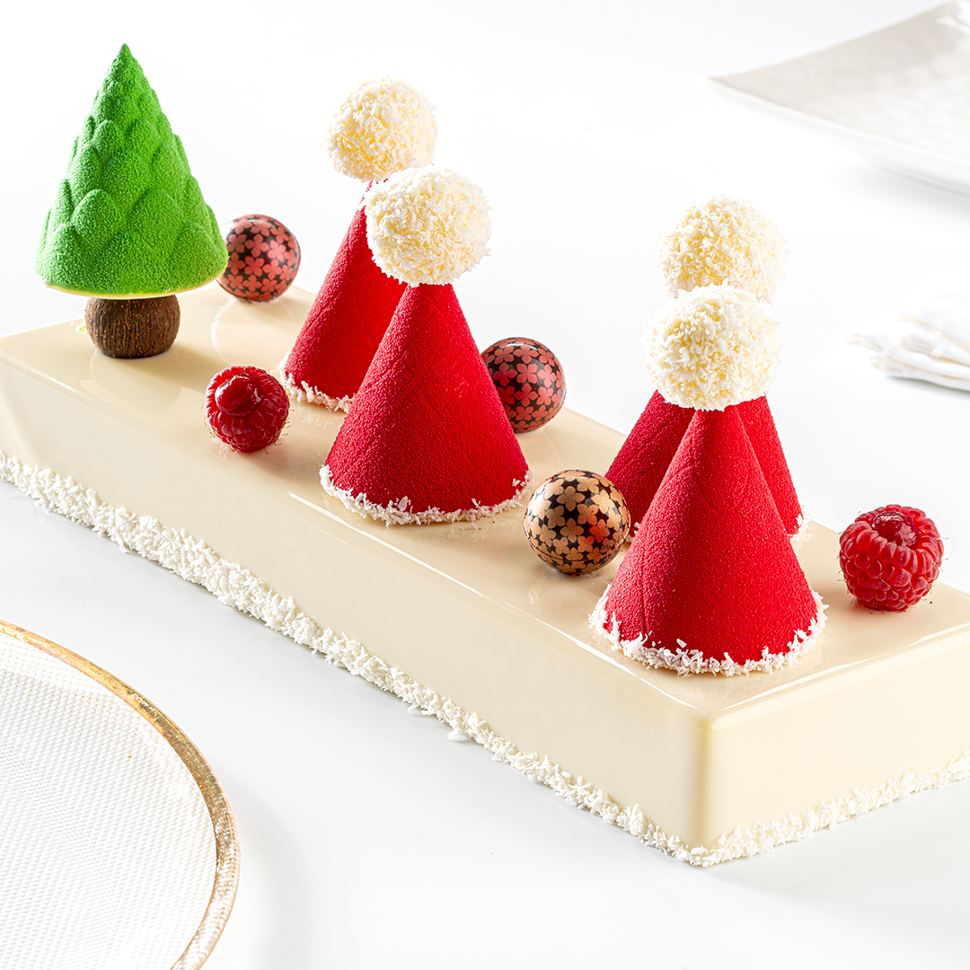 white chocolate christmas log by chef philippe bertrand