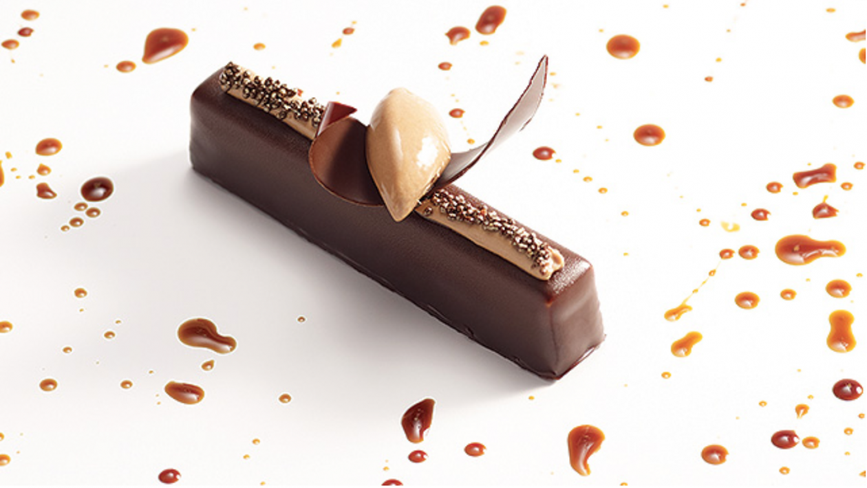 CHOCOLATE AND CARAMEL MOUSSE BY JULIE SHARP, CHOCOLATE ACADEMY UK