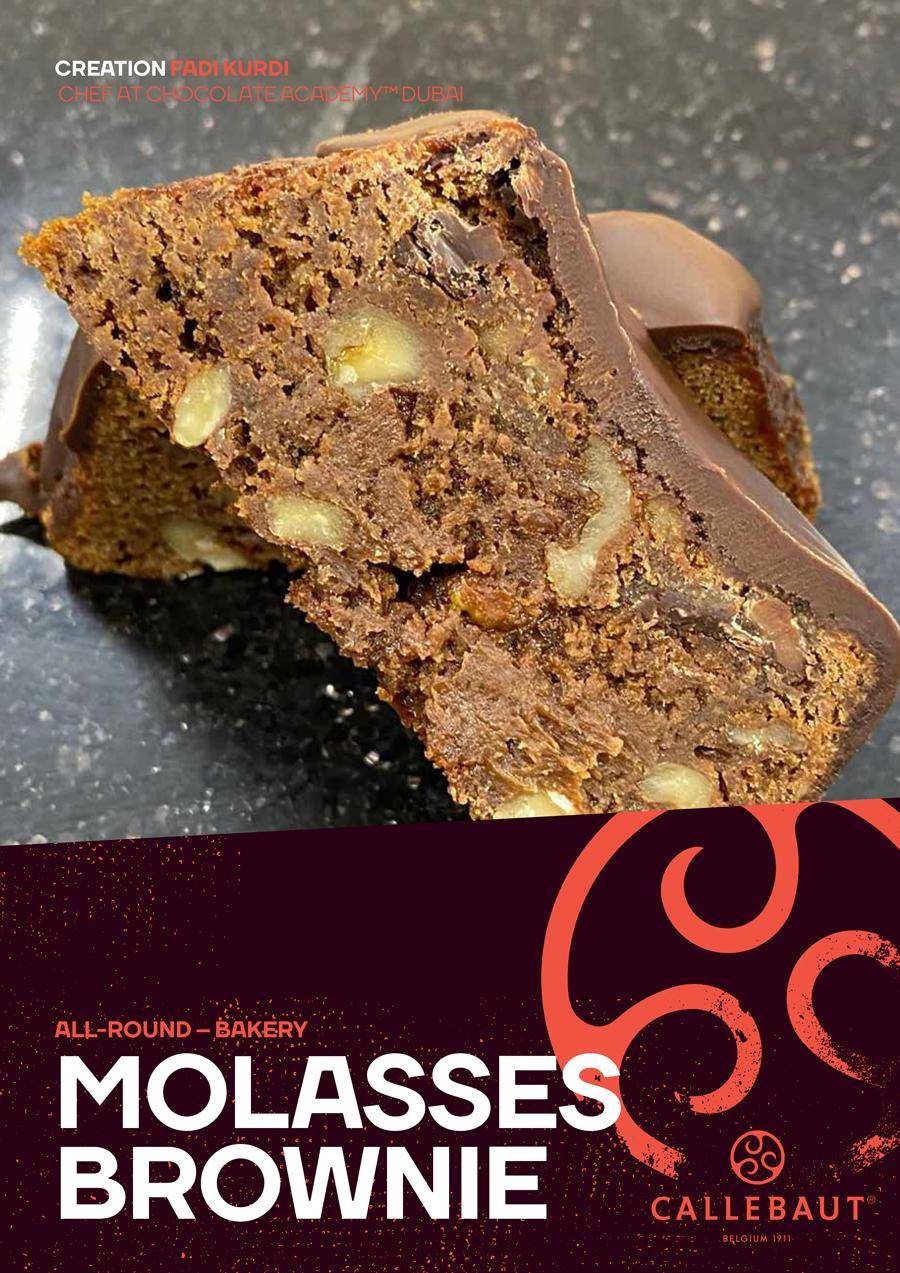 Callebaut chocolade en dadelmelasse brownie van chef-kok Fadi Kurdi