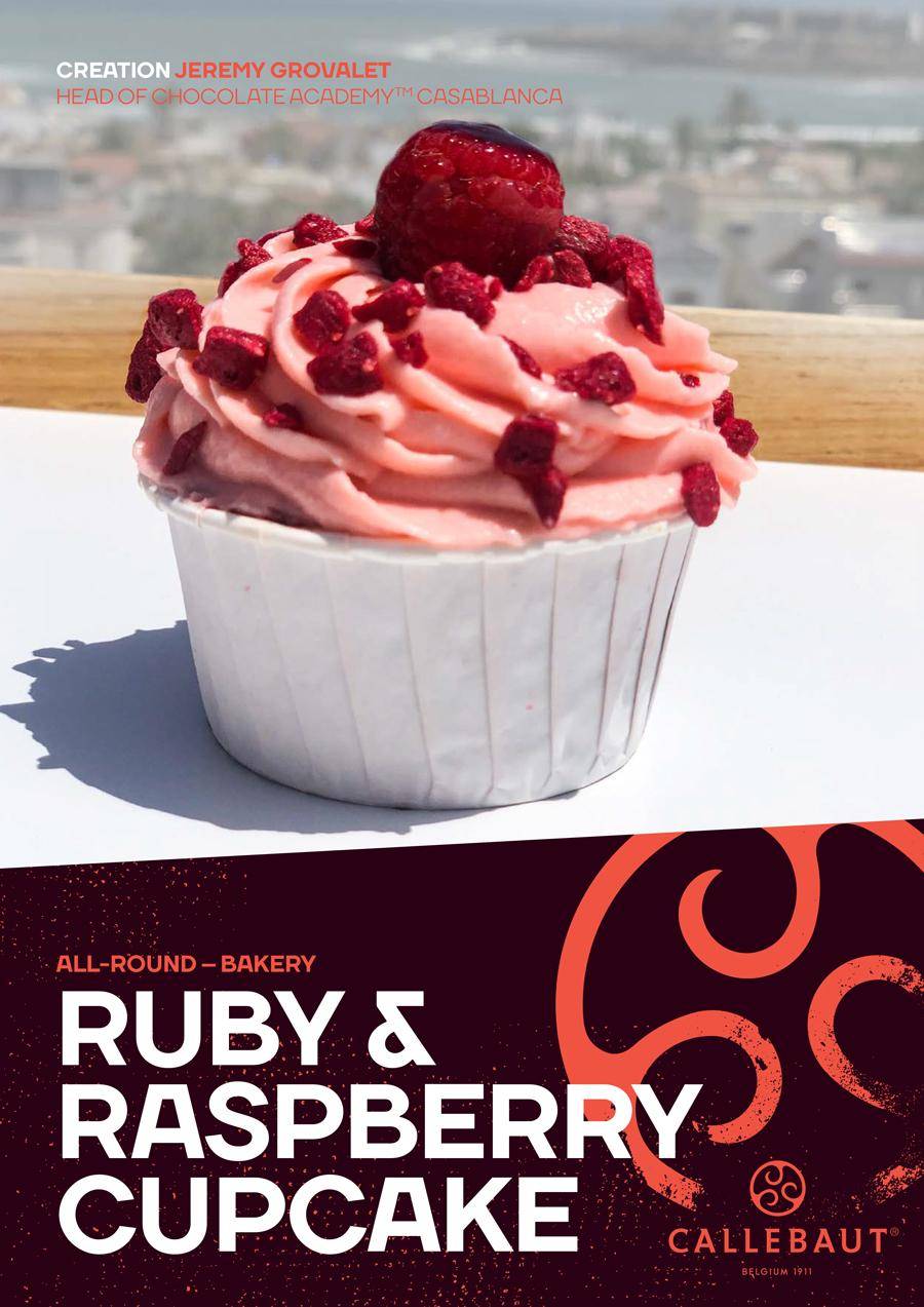 Callebaut ruby chocolate and raspberry cupcake by chef Jeremy Grovalet