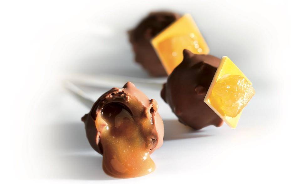 bonbon with caramel and lemon ganache