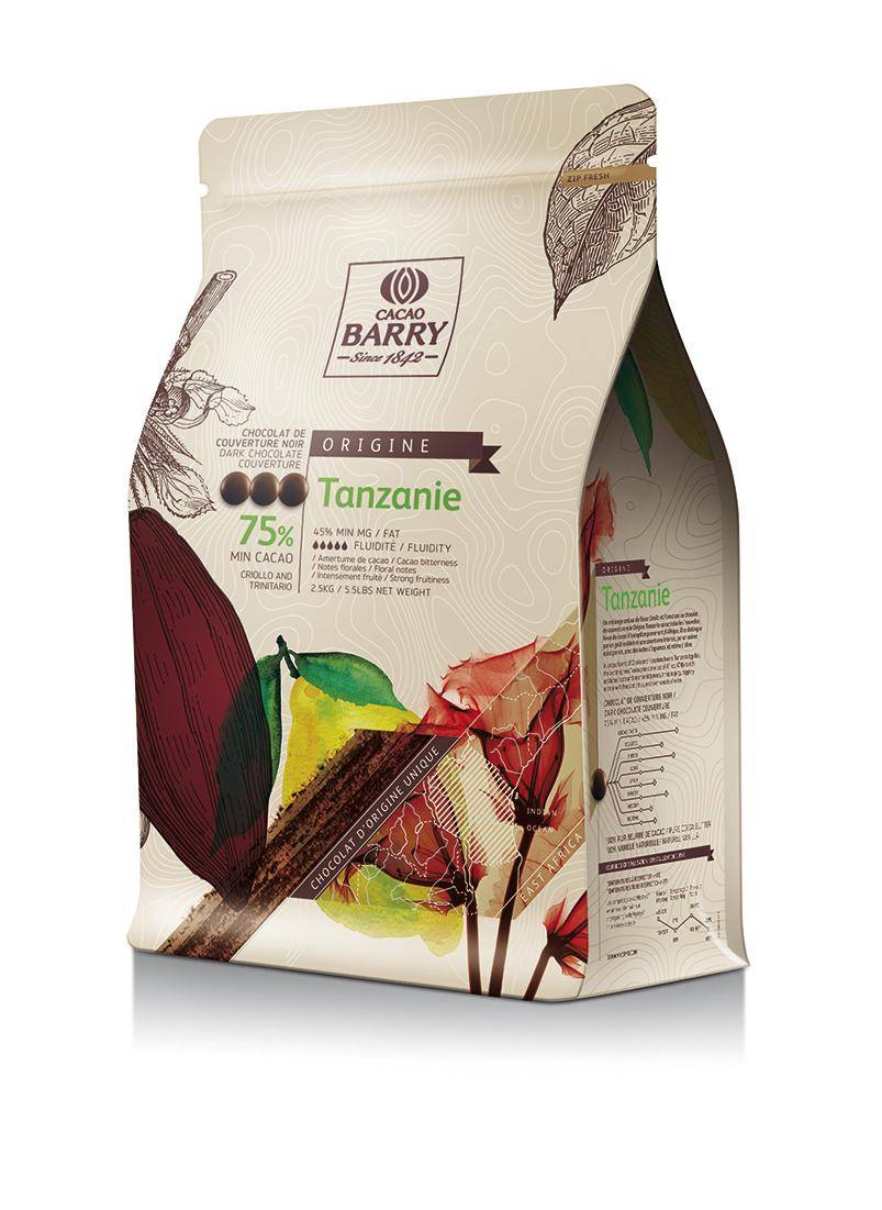 Packshot of 2.5kg bag of Cacao Barry® Tanzanie couverture