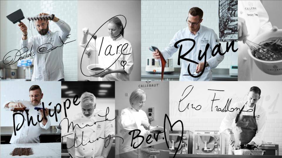 A collage showing the chefs who contributed to The Chocolatier's Kitchen