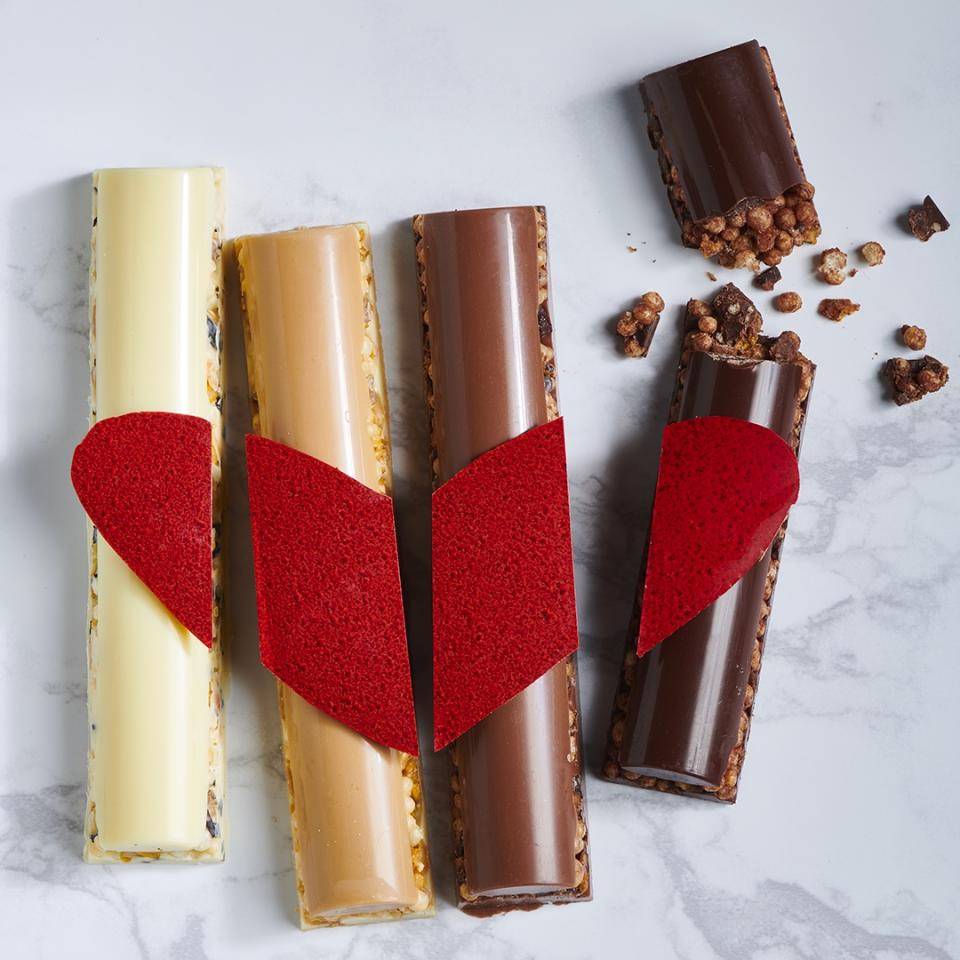 A Valentine's Treat to Share made of four bars from four colors of chocolate
