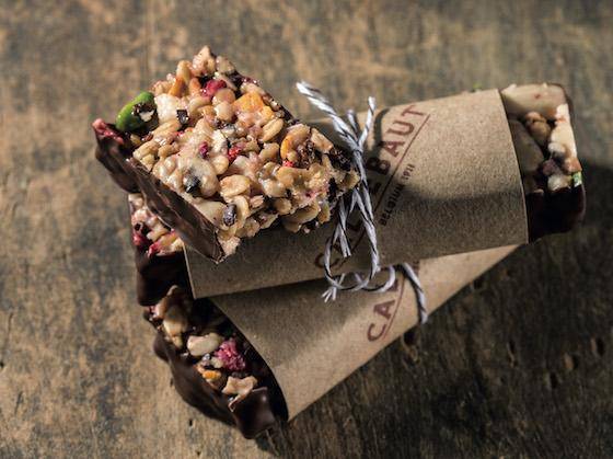 Granola gars with cocoa nibs and dried fruit by Chef Russ Thayer