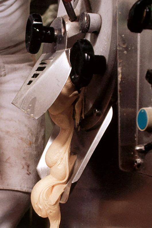 Hardening your ice cream after extruding it from the ice cream machine