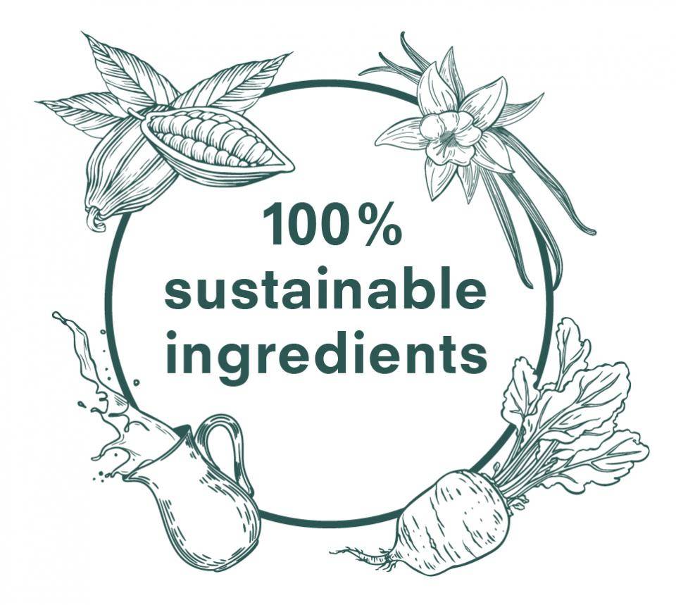 The sustainability logo found on all Carma Chocolate packs