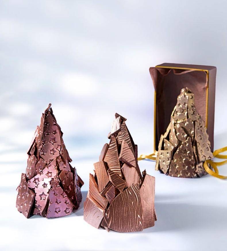 3-D Chocolate Trees made with texture sheets and luster dust
