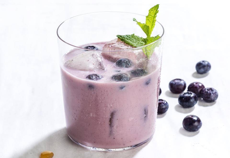 a bluberry-yogurt beverage
