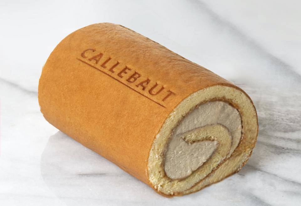 Caramel Swiss Roll by Chef Bertrand Busquet with Callebaut Gold Chocolate