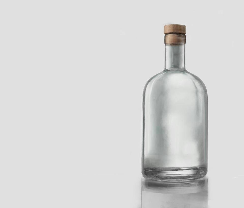 grain alcohol in a glass bottle