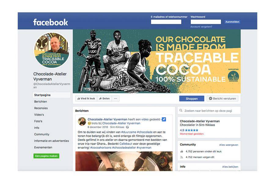La couverture Facebook Callebaut partage un message de changement positif pour les producteurs de cacao