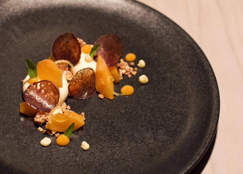 Lemon peel Broulee with caramelised and smoked apricots. Photo: Pavlova & Cream