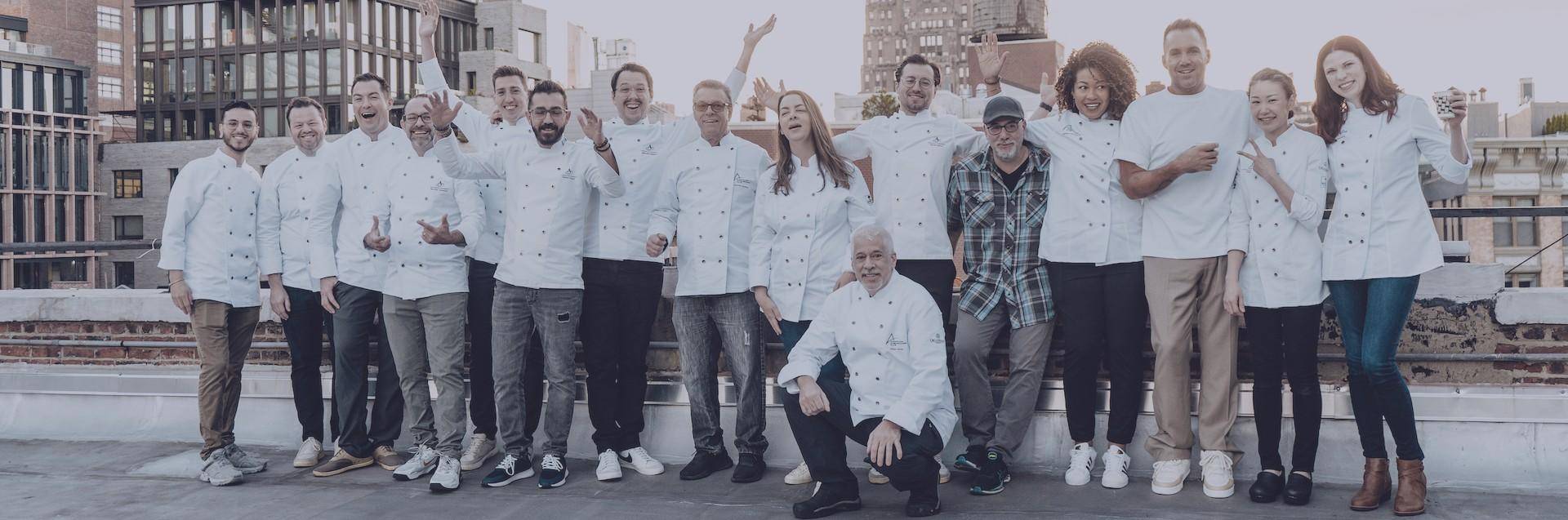 Group photo of the NA Ambassadors and Chefs on the roof of Chocolate Academy, New York