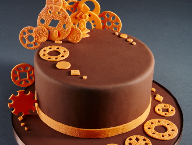 brown and orange circle cake