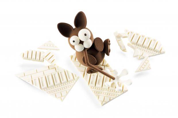 easter chocolate figure with urban style tablet mould