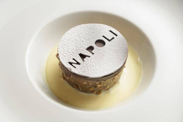 A chocolate dessert created for the ship's stop in Napoli