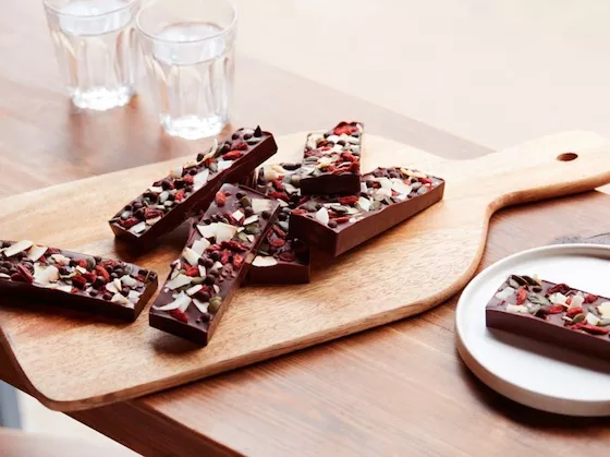 Chocolate Bars made with superfoods like berries and nuts from Chef Julie Sharp