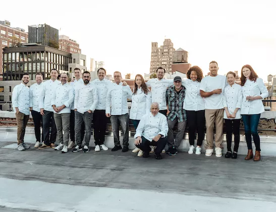 Group photo of the NA Ambassadors and Chefs on the roof of Chocolate Academy, New York