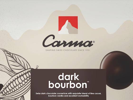 Close Up new package for Carma Dark Bourbon Couverture with Carma Logo