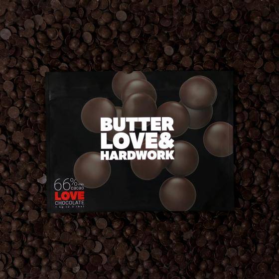 Butter Love & Hard Work Love 66% Dark Chocolate from the Or Noir Laboratory